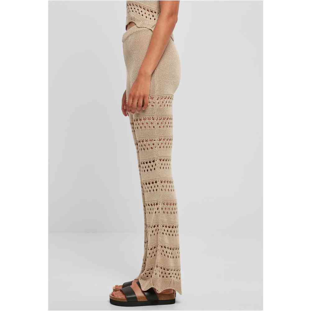Urban Classics - Flared Crochet Knit Leggings - L - Beige